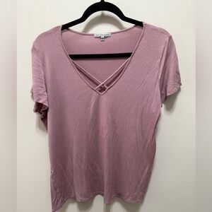 Charlotte Russe Dusty Pink V-Neck Tee